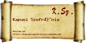 Kapusi Szofrónia névjegykártya